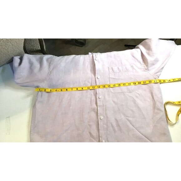 SAKS FIFTH AVENUE- MENS PURPLE CLASSIC FIT BUTTON DOWN 100% LINEN SIZE X-LARGE - Picture 6 of 8